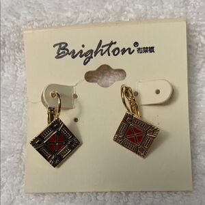 Brighton Gold Earrings with Red Accents​